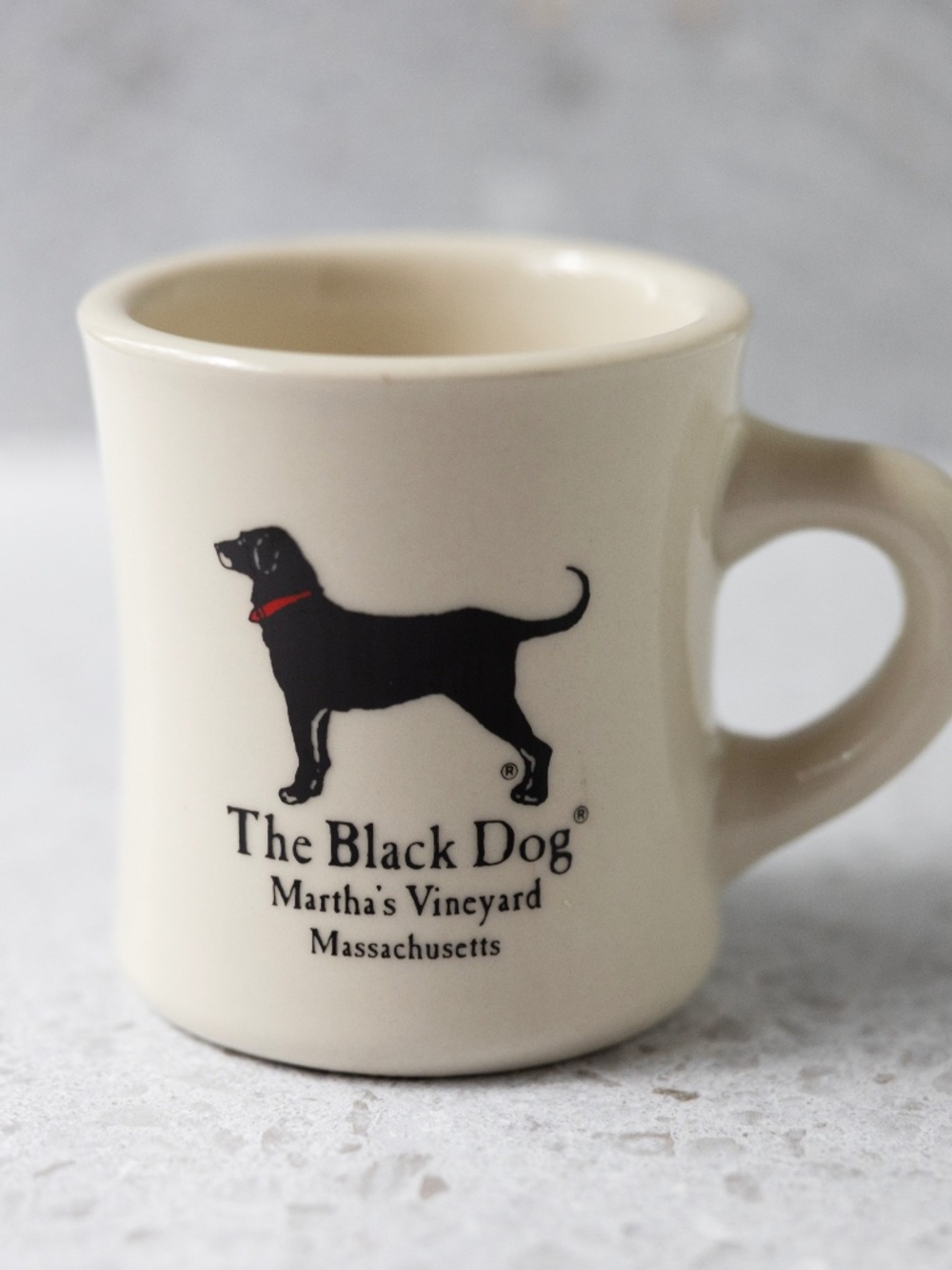Martha's Vineyard Black Dog heavy diner style white mug